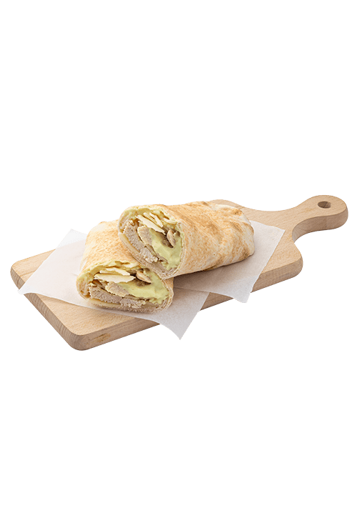 Αραβική πίτα κοτόπουλο, flakes παρμεζάνας και Caesars sauce