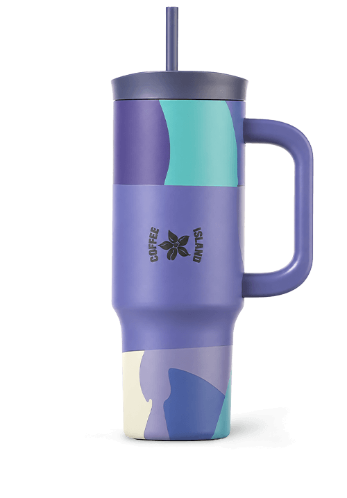 Θερμός ποτήρι με χερούλι και καλαμάκι purple rain 900ml
