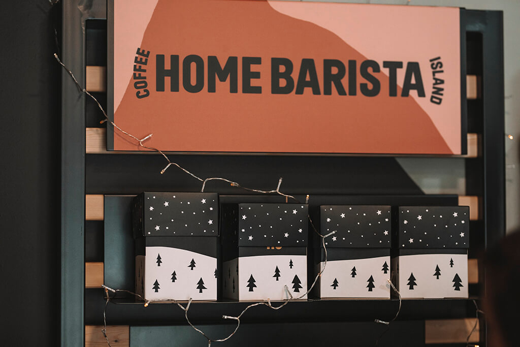 Coffee Island's git box places at a home barista.