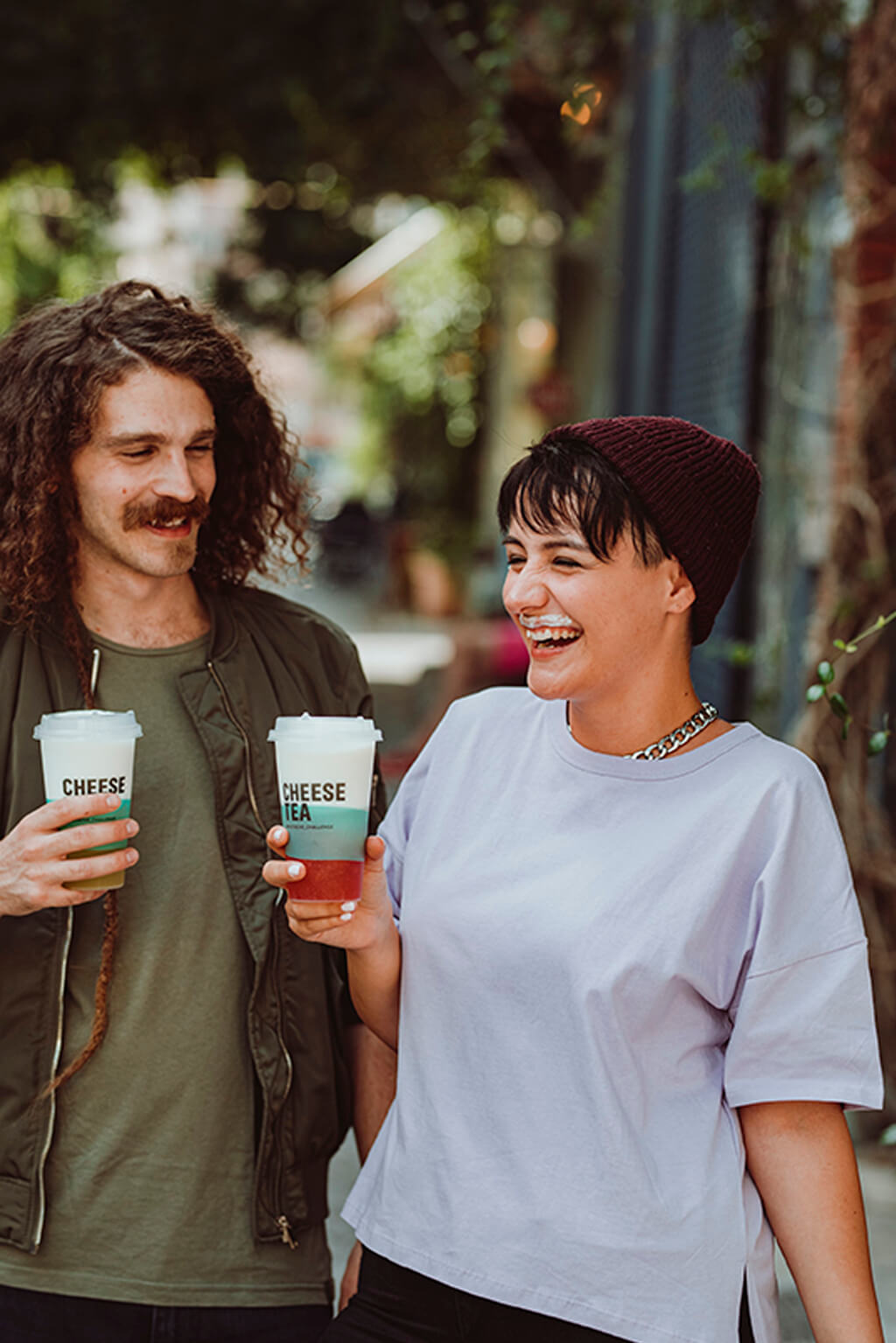 Coffee Island's Cheese Tea mustache challenge.